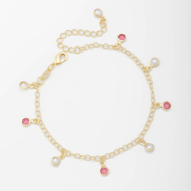 PU-00692 PULSEIRA COM PINGENTES COLORIDOS E PÉROLAS
