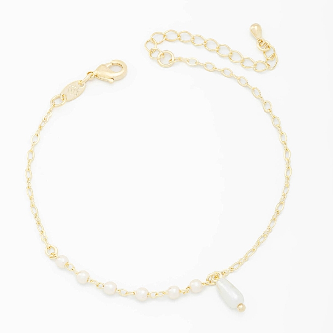 PU-00713 PULSEIRA COM PÉROLAS E PINGENTE EM FORMATO DE GOTA