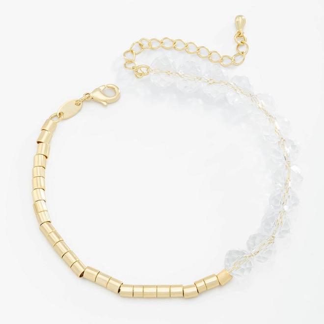 PU-00734 PULSEIRA COM DETALHES EM CRISTAIS LAPIDADOS E ESFERAS