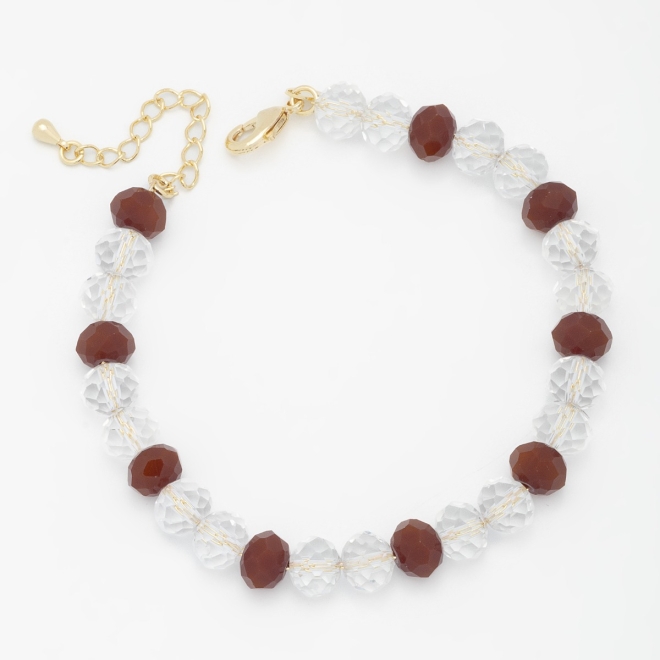 PU-00735 PULSEIRA COM PEDRAS LAPIDADAS EM TONS NEUTROS