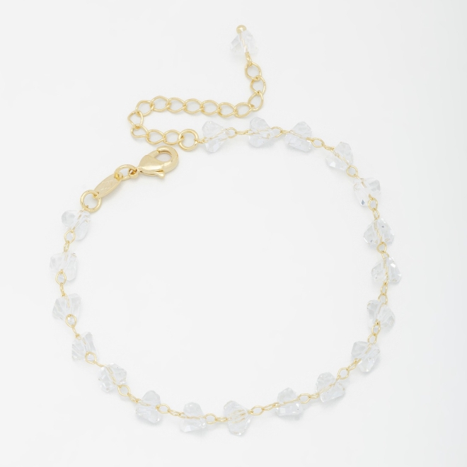 PU-00736 PULSEIRA COM DETALHES EM CRISTAIS TRANSPARENTES LAPIDADOS
