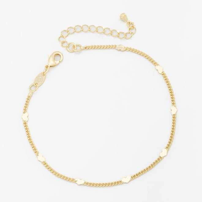 PU-00756 PULSEIRA BANHADA A OURO 18K COM CORRENTE DELICADA E PINGENTES EM FORMATO DE CORAÇÃO.