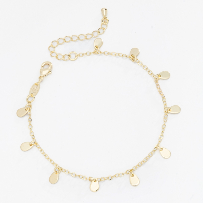 PU-00767 PULSEIRA BANHADA A OURO 18K COM PINGENTES EM FORMATO DE GOTA