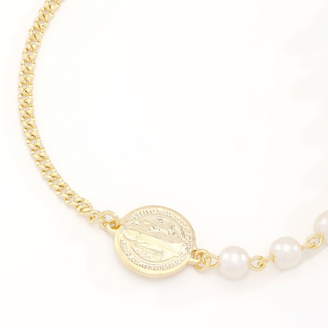 PU-00782 PULSEIRA  SÃO BENTO E DETALHES EM PÉROLAS