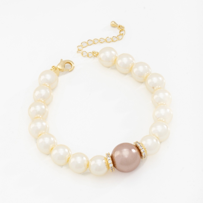 PU-00785 PULSEIRA  COM PÉROLAS, ESFERA ACETINADA