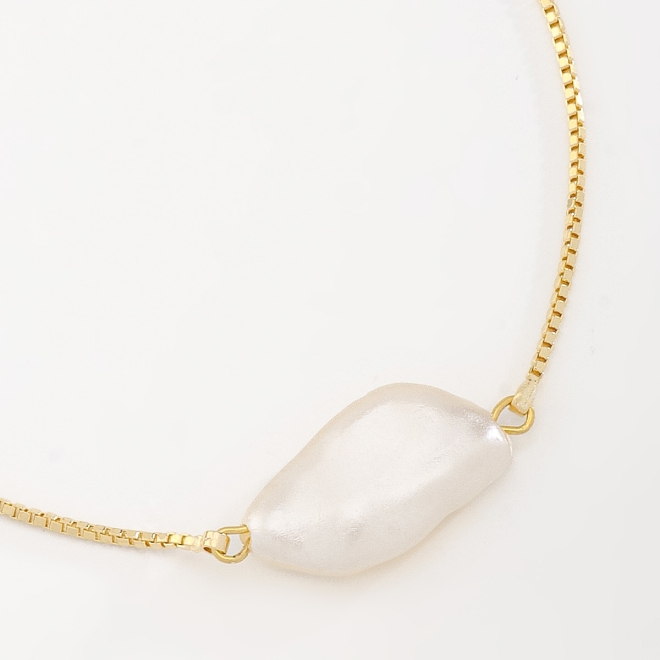 PU-00798 PULSEIRA BANHADA A OURO 18K REGULÁVEL COM PÉROLA BARROCA