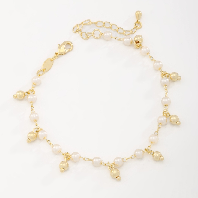PU-00800 PULSEIRA COM DETALHES EM PÉROLAS E ESFERAS