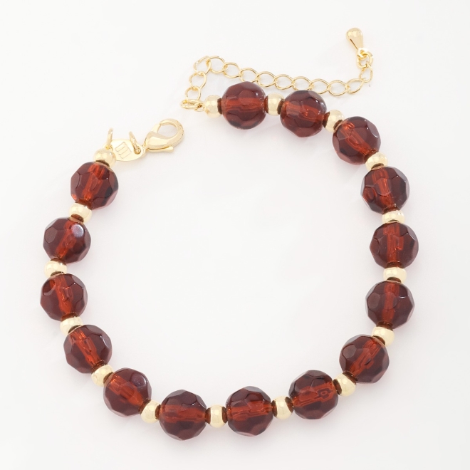 PU-00823 PULSEIRA DE CRISTAL FACETADO EM TONS DE MARROM
