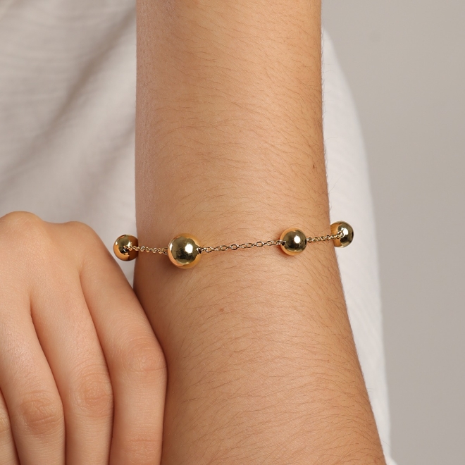 PU-00858 PULSEIRA COM BOLAS POLIDAS INTERCALADAS NA CORRENTE