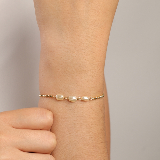 PU-00879 PULSEIRA COM DETALHES EM PÉROLAS E ESFERAS