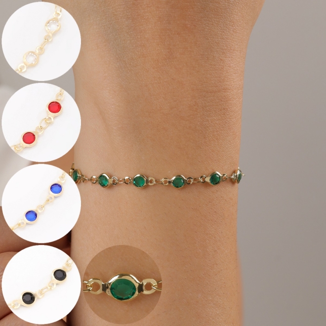 PU-00956 PULSEIRA BANHADA A OURO 18K COM CRISTAIS LAPIDADOS 