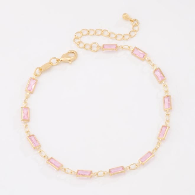 PU-00957 PULSEIRA BANHADA A OURO 18K COM PEDRAS RETANGULARES LAPIDADAS