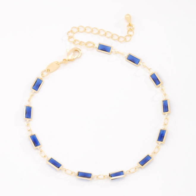 PU-00957 PULSEIRA BANHADA A OURO 18K COM PEDRAS RETANGULARES LAPIDADAS