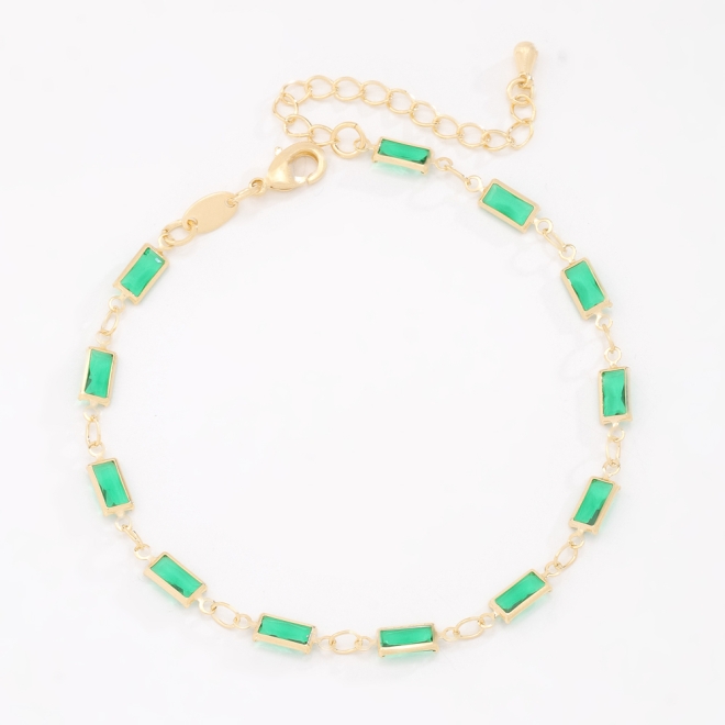 PU-00957 PULSEIRA BANHADA A OURO 18K COM PEDRAS RETANGULARES LAPIDADAS