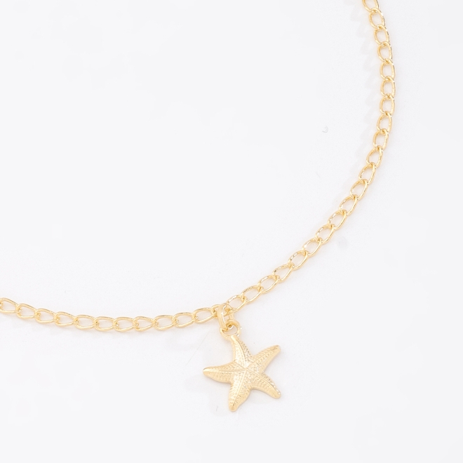 PU-00965 PULSEIRA BANHADA A OURO 18K COM PINGENTE EM FORMATO DE ESTRELA-DO-MAR