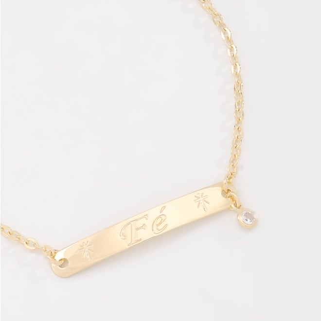 PU-00980 PULSEIRA BANHADA A OURO 18K COM PLAQUINHA FÉ E PONTO DE LUZ.