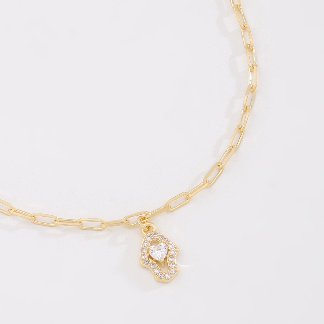 PU-01068-PULSEIRA ELOS COM PINGENTE MÃO DE FÁTIMA