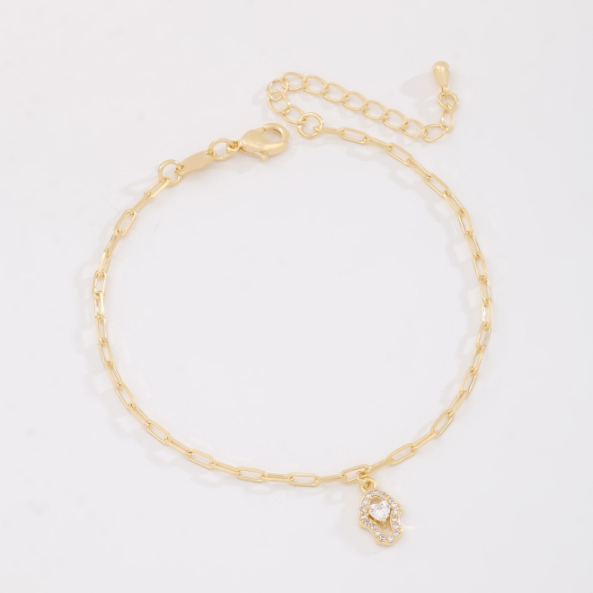 PU-01068-PULSEIRA ELOS COM PINGENTE MÃO DE FÁTIMA