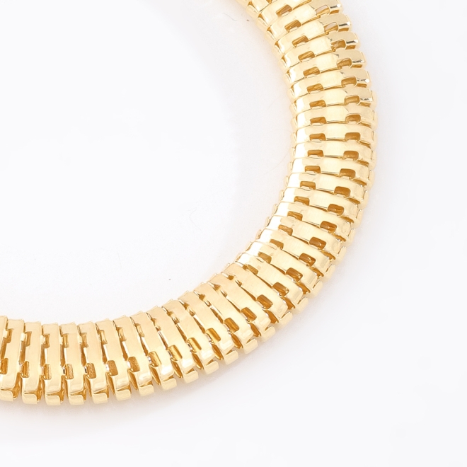 PX-0088 PULSEIRA BANHADA A OURO 18K COM DESIGN ESTRUTURADO EM ELOS ARTICULADOS