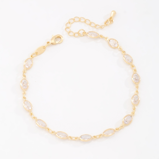 PX-0097 PULSEIRA BANHADA A OURO 18K COM ZIRCÔNIAS OVAIS CRAVEJADAS
