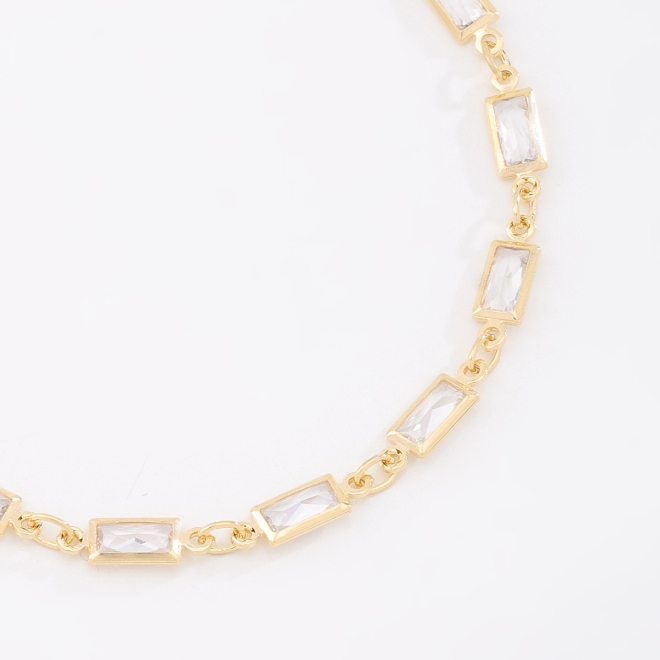 PX-0123 PULSEIRA BANHADA A OURO 18K COM ZIRCÔNIAS RETANGULARES
