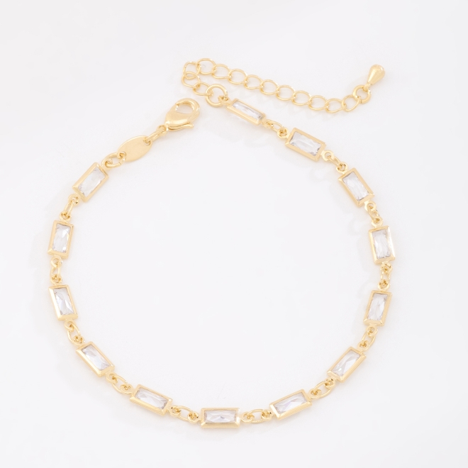 PX-0123 PULSEIRA BANHADA A OURO 18K COM ZIRCÔNIAS RETANGULARES
