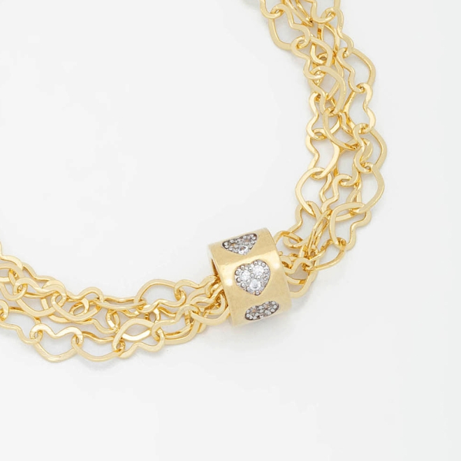 PXR-0042 PULSEIRA DETALHE EM PINGENTE DE CORAÇÃO COM ZIRCÔNIAS