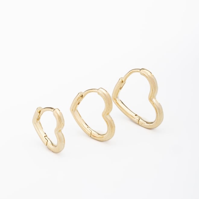 TAC-0101 TRIO DE BRINCOS BANHADOS A OURO 18K DE CORAÇÃO 