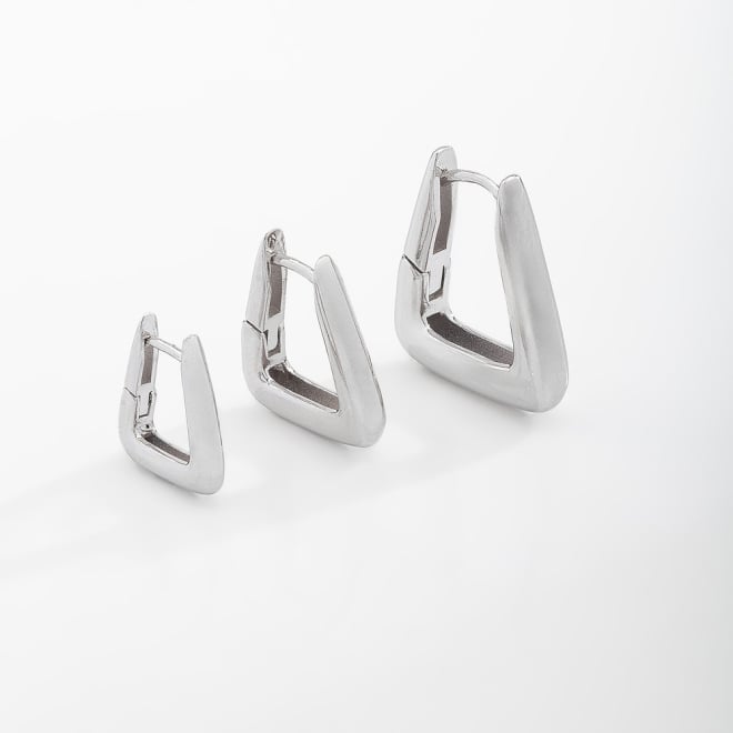TACB-0085 TRIO DE ARGOLA EM RÓDIO COM DESIGN GEOMÉTRICO