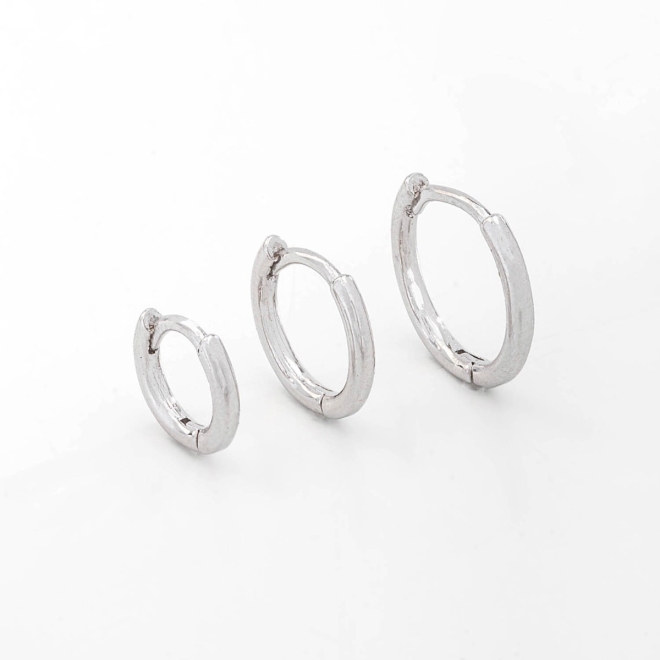 TACB-0134 TRIO DE ARGOLAS RÓDIO MINIMALISTA