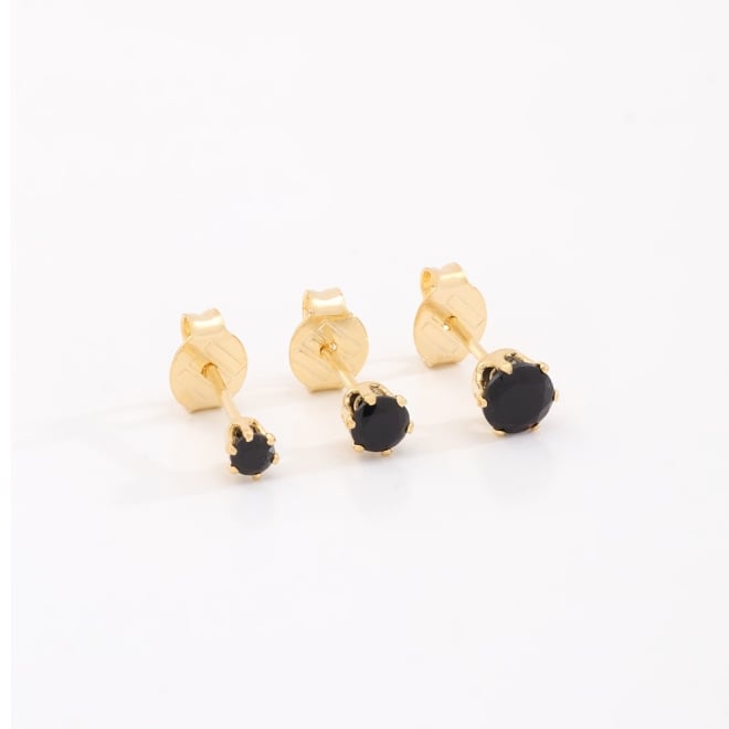 TBF-00007 TRIO DE BRINCOS BANHADOS A OURO 18K EM ZIRCÔNIA