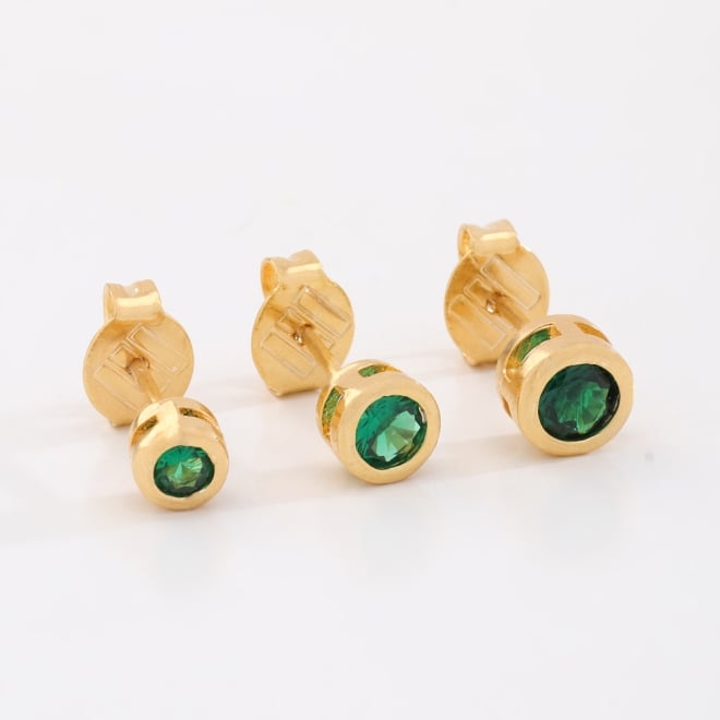 TBF-0043 TRIO DE BRINCOS BANHADOS A OURO 18K COM PEDRAS REDONDAS