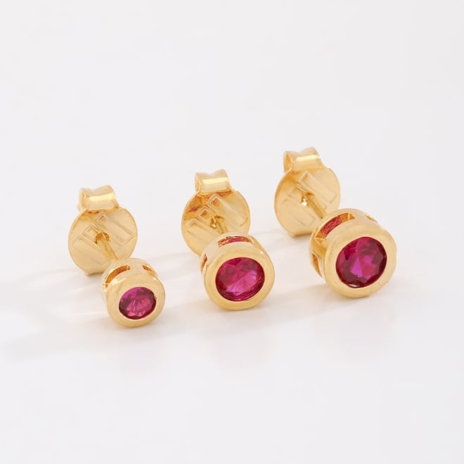 TBF-0043 TRIO DE BRINCOS BANHADOS A OURO 18K COM PEDRAS REDONDAS