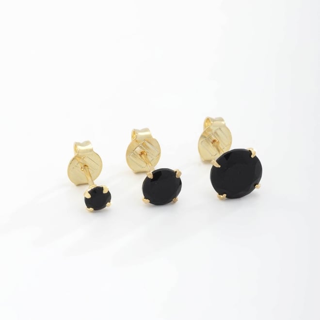 TBF-0058 TRIO DE BRINCOS BANHADOS A OURO 18K COM PEDRAS LAPIDADAS EM FORMATO REDONDO