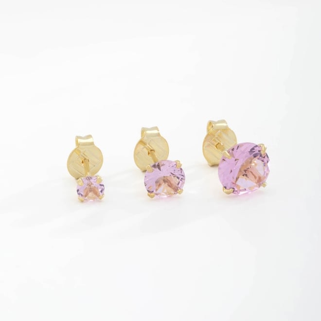 TBF-0058 TRIO DE BRINCOS BANHADOS A OURO 18K COM PEDRAS LAPIDADAS EM FORMATO REDONDO